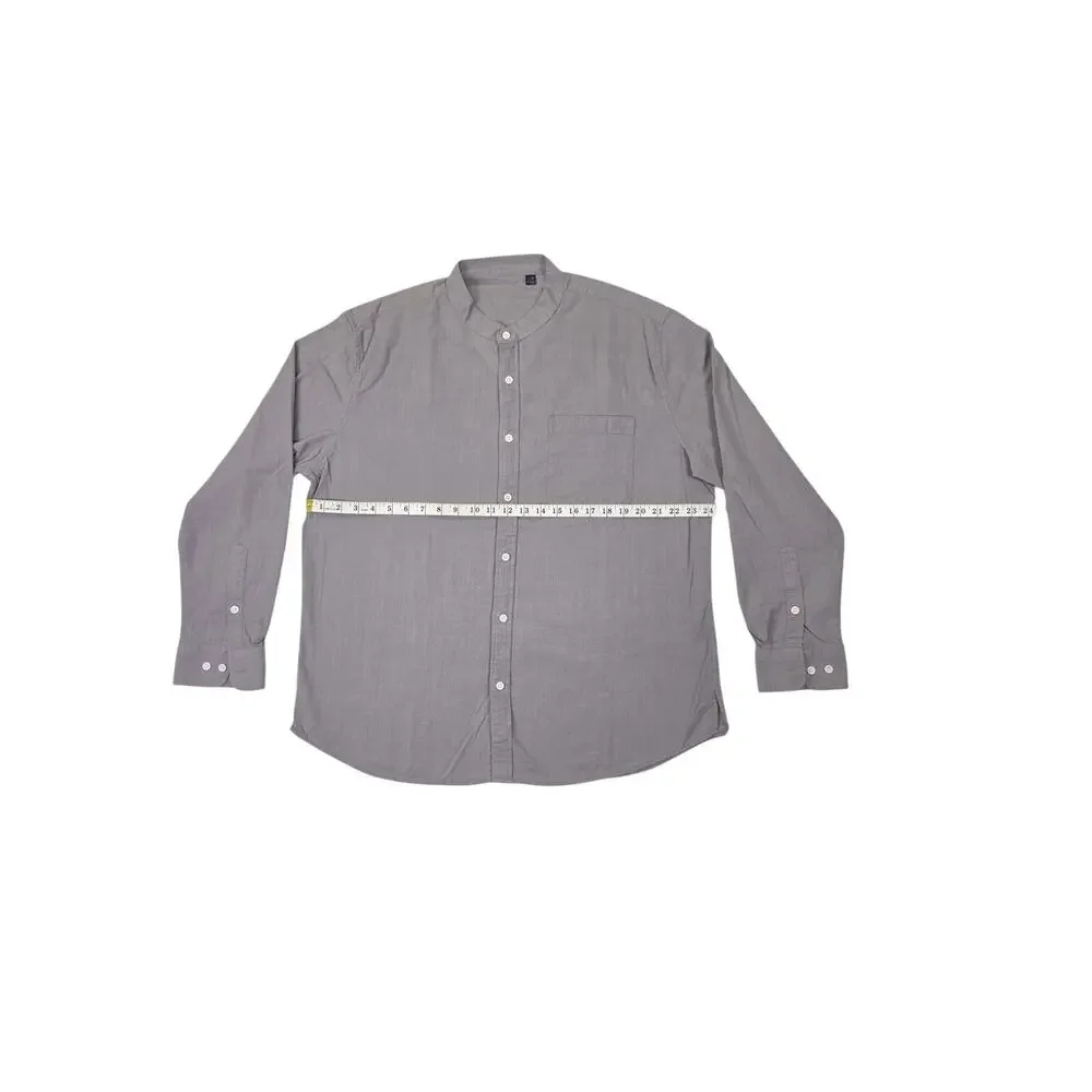 Design In Italy Luxury Mens XL Long Sleeve Button Down Linen Shirt Grey